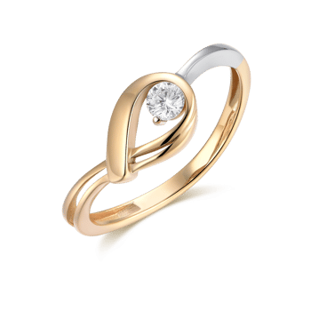 dråbeformet 8 karat rød- og hvidguld ring med zirkonia, Støvring