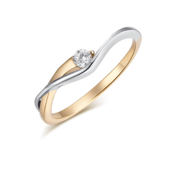 8 kt rød- og hvidgulds ring med zirkonia, Støvring Design