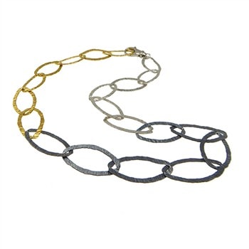 Armbånd - sort/blank & forgyldt 23 cm, fra San - Links of Joy