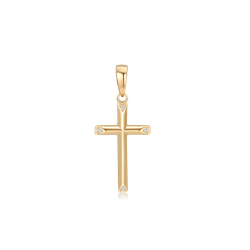 8 kt guldkors med zirkonia, 16 x 10 mm
