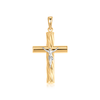 Guld vedhæng, kors med kristus, 25 x 17 mm