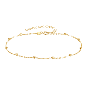 8 karat guld armbånd med kugler på ankerkæde, fra Støvring