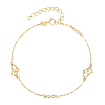 8 karat guld armbånd med dobbelt hjerter og evighedstegn, Støvring 