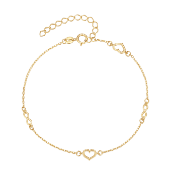 8 kt guld armbånd med hjerte- og infinity vedhæng, Støvring