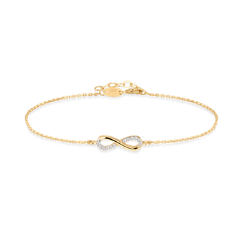 Evighedstegns 8 kt armbånd med zirkonia, 19 cm