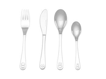 Børnebestik, 4-delt sæt, Miffy-venner, rustfrit stål, fra Noa Kids