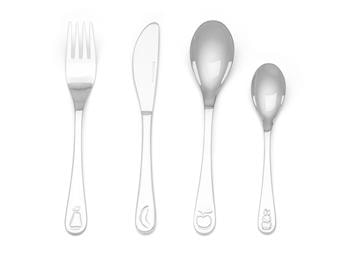 Børnebestik, 4-delt, Miffy-frugt, rustfrit stål, fra Noa Kids