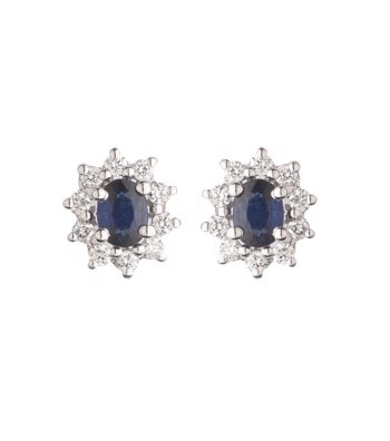 Ørestik 14 kt. hvidguld 0,19 WSI roset safir 0,46ct, fra L&G