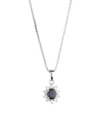 Vedhæng  14 karat hvidguld 0,14 WSI roset safir 0,42 ct, fra L&G