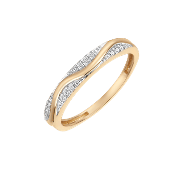 14 kt guld ring med 12 brillanter i alt 0,07 ct. w/pk.