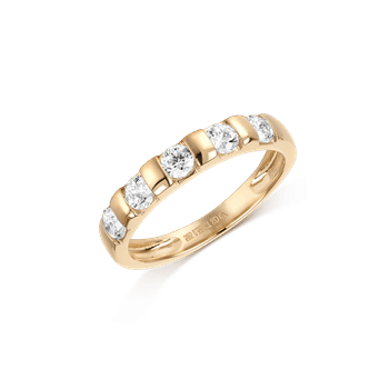 14 kt guld alliance ring med 5 zirkonia