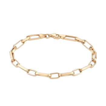 14 kt guldarmbånd, 19 cm, med ovale og rektangulære led i et elegant kæde-design.