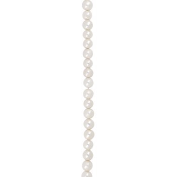 Perlerække med hvide, skinnende ferskvandsperler, jævnt arrangeret lodret, 8mm i diameter.