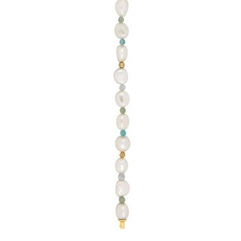 Ferskv.perler, aventurin, amazonit, calcedon, forg. hematit, fra Siersbøl Shape