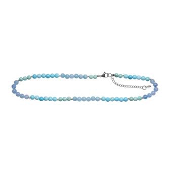 Blå spong quartz, Howlite, hematit  6mm - carabinlås 40+5cm, fra Heinzendorff