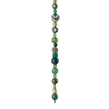 Agate, quartz, jasper, fvkp. system-kæde, fra Heinzendorff
