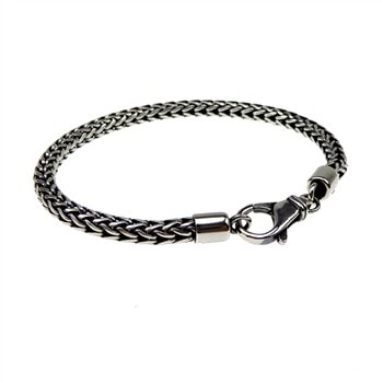 Ø 5,3mm Rævekæde i Let Oxyderet Sterlingsølv Armbånd 25 cm, fra San - Links of Joy
