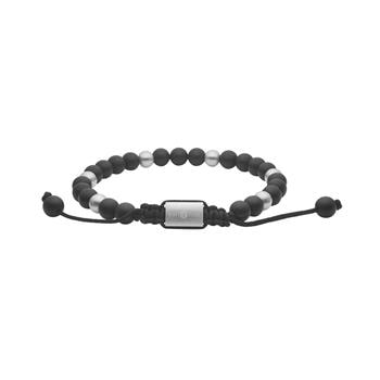 SON armbånd mat sort agate og stål, fra Son of Noa