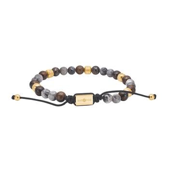 SON armbånd map stone/ilmenite bronzitite og stål IP gold, fra Son of Noa