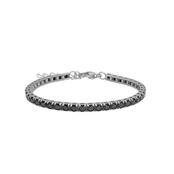 SON armbånd stål m. sort cz 17+5cm, fra Son of Noa