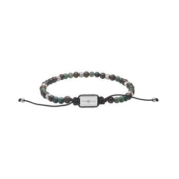 Son of NOA SON herre armbånd med sten i stål 4 mm, mørkegrøn