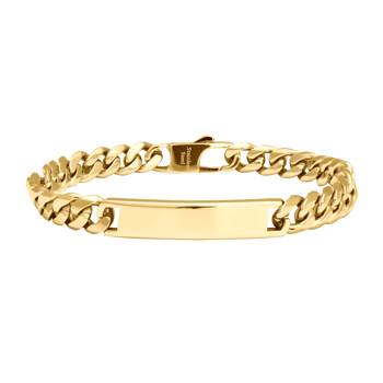 SON armbånd stål med plade blank 23cm IPGold, fra Son of Noa