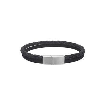 Son of Noa SON sort læderarmbånd herrer 8 mm 23 cm