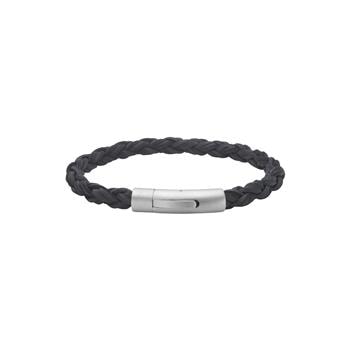 Son of Noa SON sort flettet læderarmbånd herre 6mm 23 cm