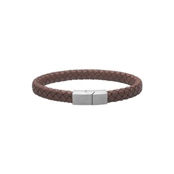 Son of Noa SON armbånd brun flettet læderarmbånd til mænd 23 cm