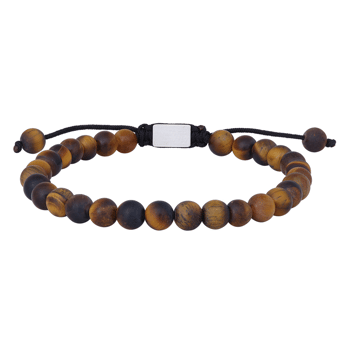 SON armbånd matt yellow tiger eye 19cm - 25cm, fra Son of Noa