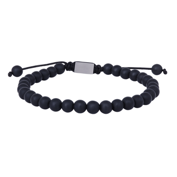 SON armbånd matt black onyx 19cm - 25cm, fra Son of Noa