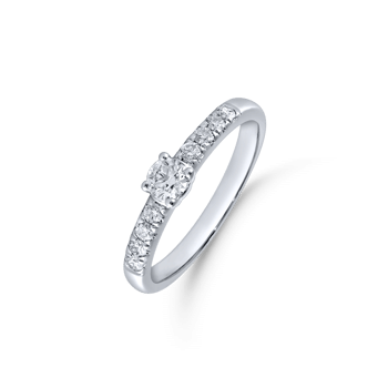 14 karat hvidguld ring med brillianter