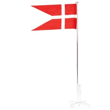Forsølvet flagstang m. krydsfod 35 cm med splitflag