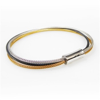 Armbånd - 3 rk. sort/rhodium/forgyldt Sterlingsølv 21 cm, fra San - Links of Joy
