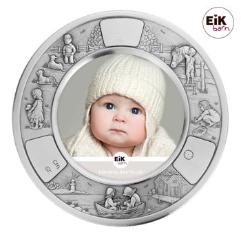Tin fotoramme (rund) børnesange Ø18cm, fra Noa Kids