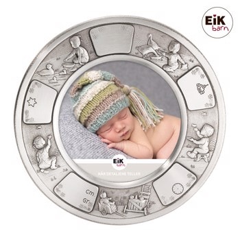 Tin fotoramme (rund) fugle Ø18cm, fra Noa Kids