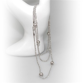 Halskæde - Lang kæde 70-90 cm m.6 stk Magic Beads-Ø6mm 90 cm, fra San - Links of Joy