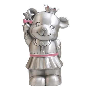 Fortinnet sparebøsse prinsesse-bamse m/ emalje, fra Noa Kids