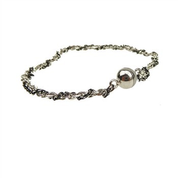 Armbånd 2 rk.sort/rhodineret m.Magnetlås 21 cm, fra San - Links of Joy