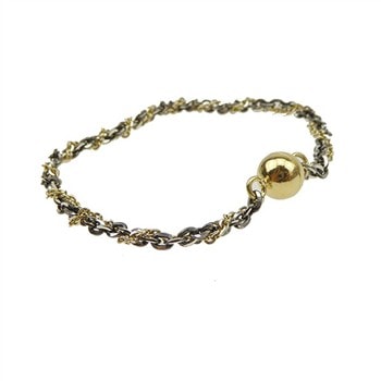 Armbånd 2 rk.Sort Rhd./Forgyldt m.Magnetlås 21 cm, fra San - Links of Joy