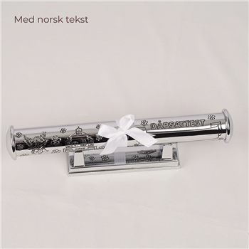 Forkromet dåbsrør med fod - NORSK, fra Noa Kids