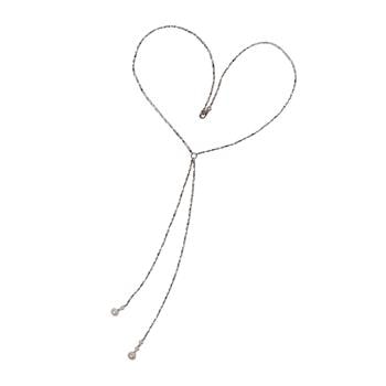 Halskæde i rhodineret sterlingsølv med ferskvandsperler 38cm, fra San - Links of Joy
