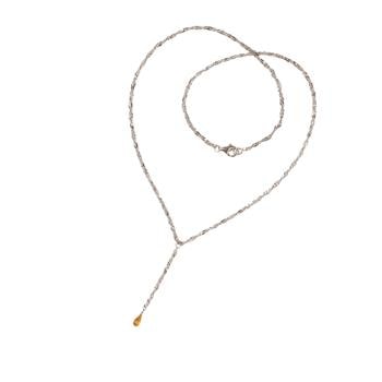 Halskæde i Rhodineret Sterlingsølv med Citrin 38cm, fra San - Links of Joy