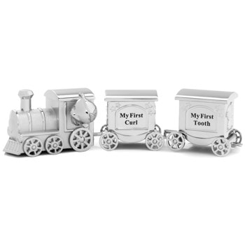 Forkromet æske min første tand/hårlok tog, fra Noa Kids