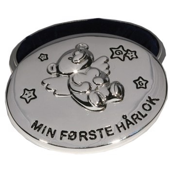 Forsølvet æske "Min første hårlok" bamse, fra Noa Kids