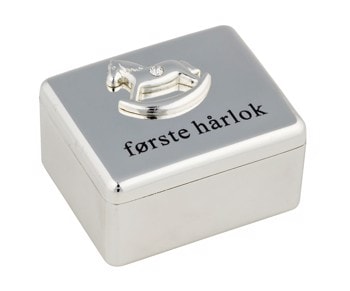 Forsølvet æske "første hårlok" Bambino, fra Noa Kids