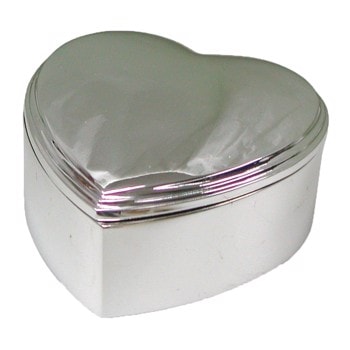 Forkromet smykkeskrin hjerte 8x8 cm, fra Noa Kids