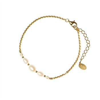 Forgyldt armbånd med Ferskvandsperler 18+4 cm, fra San - Links of Joy