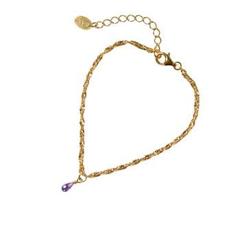 Armbånd i Forgyldt Sterlingsølv med Ametyst 18+4cm, fra San - Links of Joy