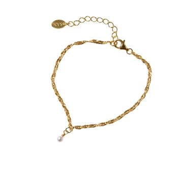 Armbånd i Forgyldt Sterlingsølv med Ferskvandsperle 18+4cm, fra San - Links of Joy